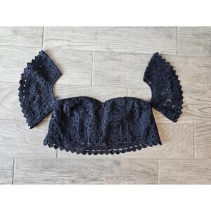 New Women's Two Sisters Eyelet Lace Off Shoulder Celine Crop Top Size 8 Large Jr